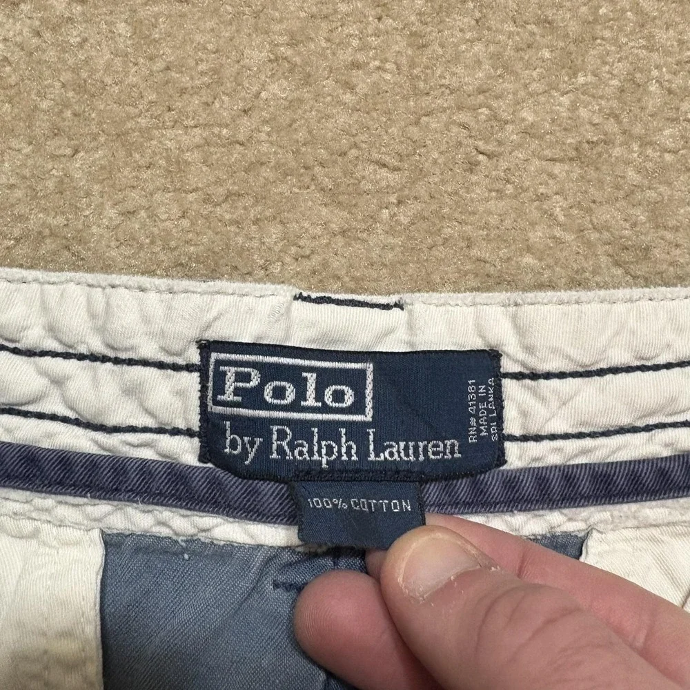 Vtg Polo Ralph Lauren Shorts Mens 32x10 Blue‎ Cargo Chino Casual Utility Baggy